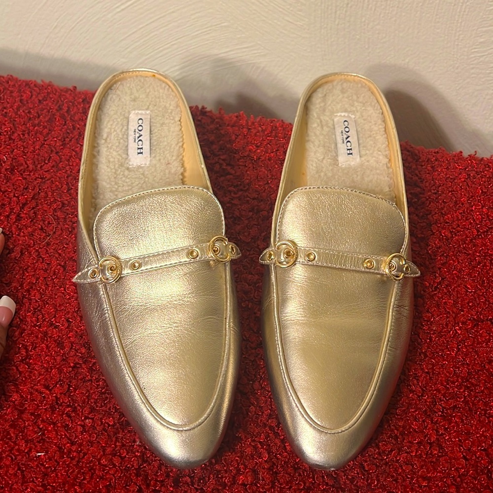 Coach Gold Mules